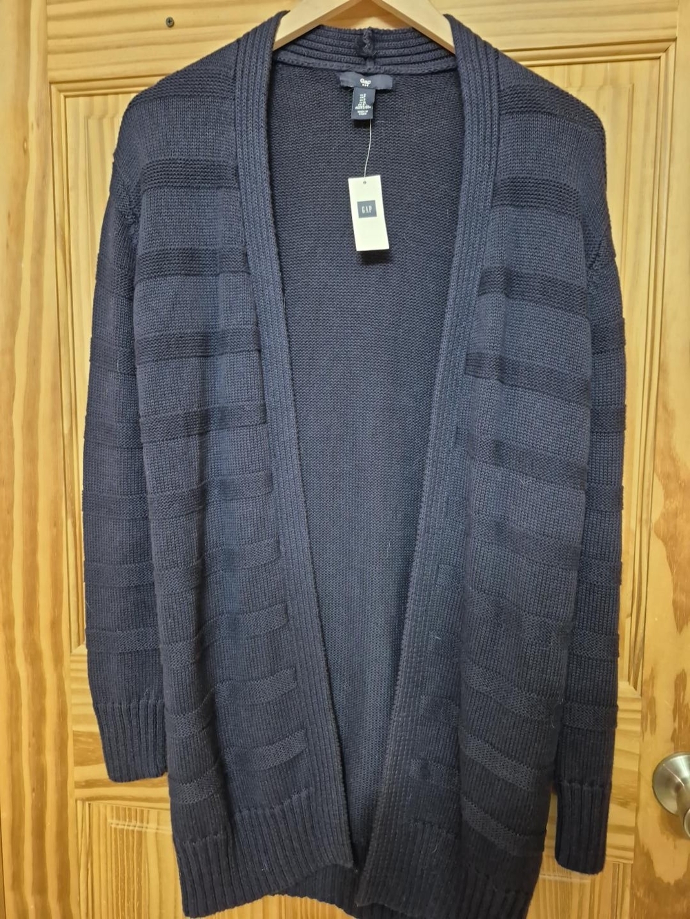 Gap Open-Front Textured Knit Cardigan Sweater Blue Small